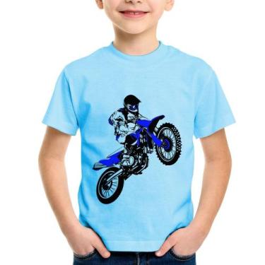 Imagem de Camiseta Infantil Motocross Jump Azul - Foca na Moda, Azul bebê, 6