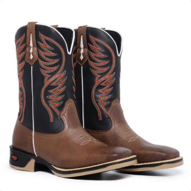 Imagem de Texana Masculina Bota Botina Country Sola Jumper Reforçado Bico Quadra