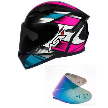 Imagem de Capacete ASX City Start Preto e Rosa Mais Viseira Camaleão