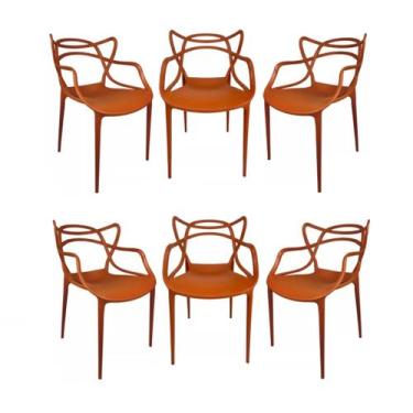 Imagem de Kit 6 Cadeiras Allegra Terracota Pub Jantar Cafeteria Sala de Jantar E