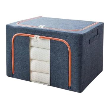 Imagem de Caixa Organizadora De Roupas Multiuso Dobrável com Tampa – Empilhável, Resistente e Versátil - AZUL ESCURO