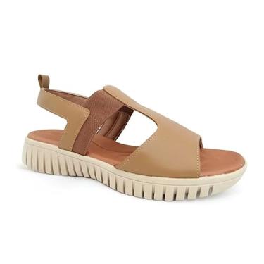 Imagem de Sandália Usaflex Plataforma Ah0108 Amendoa