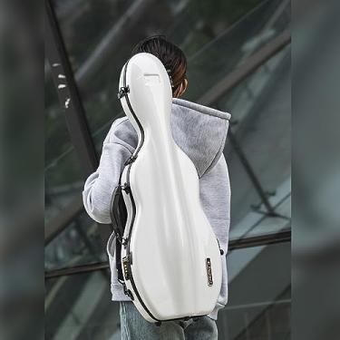 Imagem de Christina Estojo Para Violino Tamanho 4/4, Bolsa De Música Em Formato De Pêra De Fibra De Carbono De Alta Resistência Com Trava De Combinação E Bolsa Extra, Estojo Rígido Para Violino Branco (Tipo V