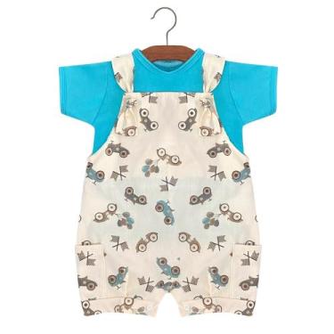 Imagem de Produto Conjunto Macacão Jardineira CARRINHOS para Bebê de Malha Menin