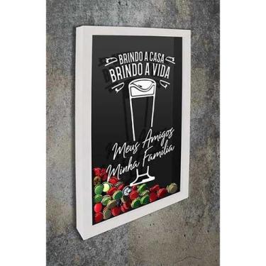 Imagem de Quadro Porta Tampinhas Brindo a Casa 2 - Quadro Novo, 26x36, Branco