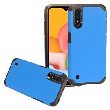 Imagem de CELZEN - Para Samsung Galaxy A01 SM-A015 - Capa de telefone híbrida emborrachada - AH2 azul