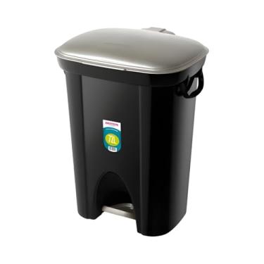 Imagem de Lixeira Plástica Grande 72 Litros Com Tampa Pedal Cesto De Lixo Banheiro Cozinha Preto - 299/20 Sanremo