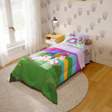 Imagem de Jogo de Edredom Infantil Dupla Face Unicórnio - KN DECOR