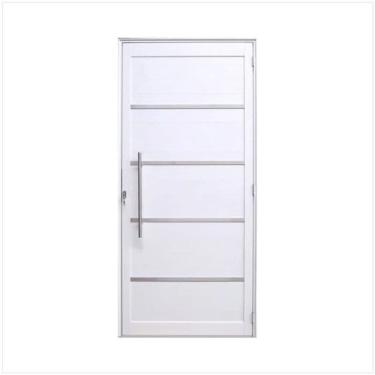 Imagem de Porta Lambril c/friso 2,10x60 lado ESQUERDO L-25 no alumínio branco c/puxador redondo