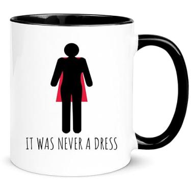 Imagem de Yalocib Caneca feminista de super-herói, nunca foi um vestido, empoderamento feminino, igualdade de gênero, presente engraçado do dia das mães, caneca de café de cerâmica de 325 ml/xícara de chá