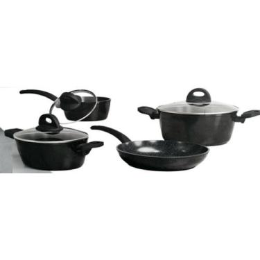 Imagem de Conjunto 4 Panelas Ceramica Cabos Alça Soft - Black Edition - Jomafe