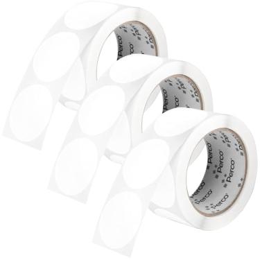 Imagem de Perco Etiquetas adesivas redondas brancas de 5 cm - Pacote com vários rolos (3 rolos, 500 etiquetas cada) - Adesivo permanente, cores vibrantes, fixação forte - perfurado para uso fácil - Feito nos