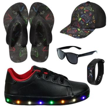 Imagem de Tênis Infantil Masculino De Led Casual Confortável Estiloso Básico Cad