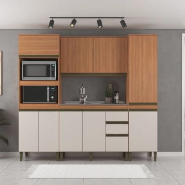 Imagem de Cozinha Cecilia 4 Pecas com Aéreo Madeirado e Paneleiro