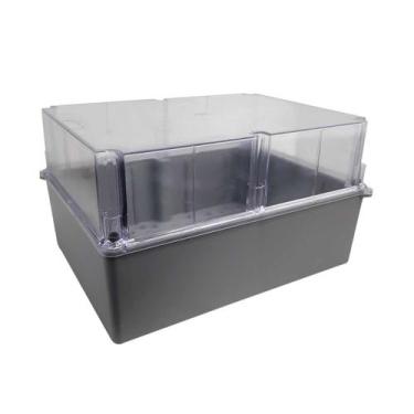 Imagem de Caixa de Passagem Prática 22x30x17 Cinza Tampa Transparente Alta - O&M