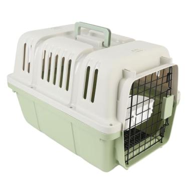Imagem de Gaiola de Cachorro, Isolamento Grade de Plástico Canis Portador de Animais de Estimação Rolando a Companhia Aérea de Arame Aprovada por Uma Caixa de Cachorro para Pequenos (GREEN)