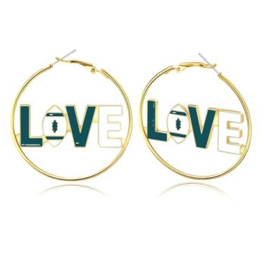 Imagem de Brincos de argola para o dia do jogo, futebol americano, para mulheres, moda, esportes, joias, acessórios de roupa de dia de jogo, one size, Cobre, Sem pedra preciosa