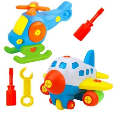 Imagem de Avião e Helicóptero Estimulante Infantil De Montar Com Chave