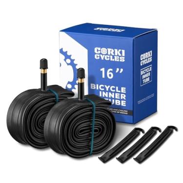 Imagem de corki Câmara De Ar Para Bicicleta Cycles 16 Polegadas, Carrinho Bebê 16" X 1,75 1,95 2,0 2,1 2,125, Válvula Schrader 32 Mm, Borracha Butílica Bicicleta, Pacote Com 2 Peças