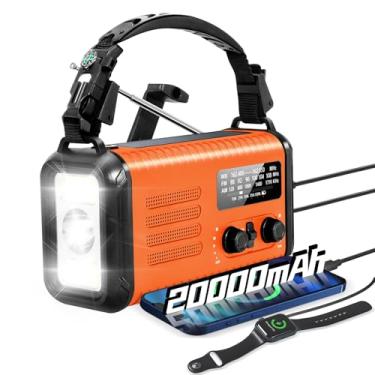 Imagem de Rádio meteorológico de emergência, rádio solar de 20000 mAh, rádio de manivela com AM/FM/NOAA, rádios portáteis com lanterna e lâmpada de leitura, conector de fone de ouvido, alarme SOS, carregador de