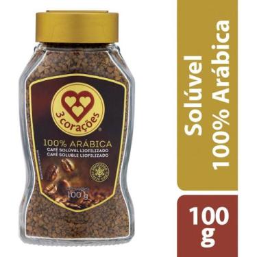 Imagem de Cafe Soluvel Liofilizado 100% Arabica Vidro 100g 3 Coracoes - 3 Coraçõ