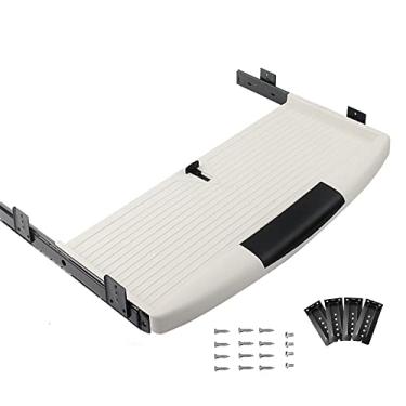 Imagem de Bandeja de teclado sob a mesa altura ajustável - prateleira deslizante para teclado com estojo para canetas - extensor de secretária ergonómico - com trilho deslizante silencioso de 350