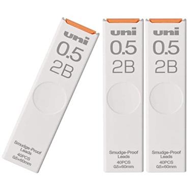 Imagem de Uni Japan, Uni Mechanical Pencil Core Lead Refill Smudge-Proof 0.5 2B Sliding Case UL-S-0.5-402B 3 Packs 120pcs With Kanji LOVE Sticker