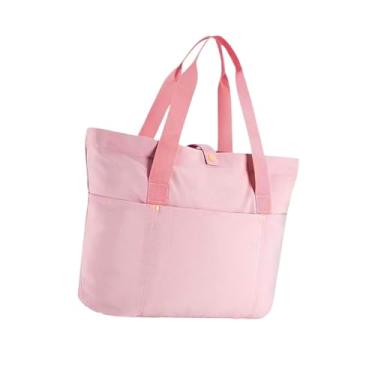Imagem de Colaxi Bolsa para mulheres bolsa bolsa de nylon dobrável de grande capacidade casual laptop saco de ombro para viagens de praia, Rosa