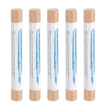 Imagem de HARFINGTON 5 peças de bastões de enchimento de madeira, cera de madeira, retoque de móveis, gizes de cera de reparo para madeira, rosa empoeirado