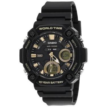 Imagem de Casio Relógio esportivo masculino de quartzo com pulseira de resina, TBA, 5 (modelo: AEQ-120W-9AVCF)