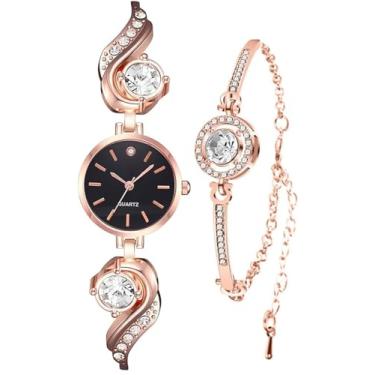 Imagem de BESTKANG Relógio de pulso feminino de quartzo, elegante, pequeno e requintado, Ouro rosa, preto, Tendência