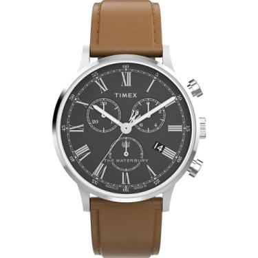 Imagem de Timex Relógio masculino Waterbury Classic 40 mm - pulseira marrom mostrador preto caixa...