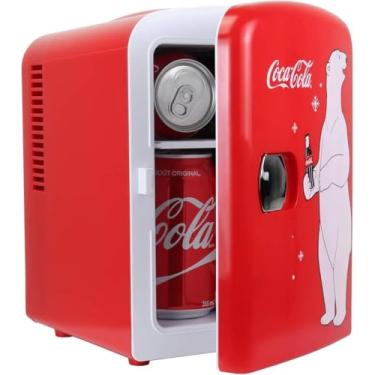 Imagem de Mini geladeira Coca Cola para quarto, Cosmatic, escritório, 4L, geladeira, vermelha, minigeladeira, dormitório, geladeira, ideal, compacta, ideal para lanches e bebidas
