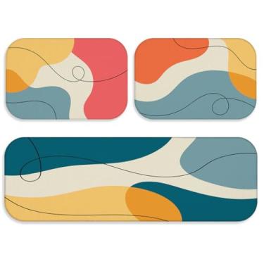 Imagem de Kit 3 Tapetes Para Sua Cozinha Cores Vivas Para Decorar Passadeira Tapetes Antiderrapantes(TPCOZ1270)