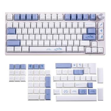 Imagem de GK GAMAKAY Conjunto de teclas Cherry Profile PBT para teclado mecânico para jogos 61/68/75/84/87/96/98/100/104/108 (branco e roxo)