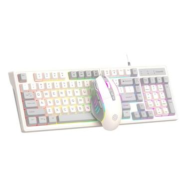 Imagem de FusionLink FusionLink Conjunto de teclado e mouse para jogos com fio, 98 teclas, Silent Gaming Keyboard, Teclado retroiluminado RGB, Para jogadores de PC e laptop com Windows (Cinza)