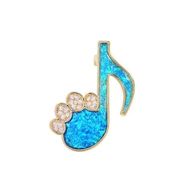 Imagem de Broche de nota musical fashion para mulheres azul G clef musical delicado strass lapela broche casaco roupas camisa terno saco clipe crachá acessórios joias, Small, Cobre Cristal, Sem Pedra Preciosa