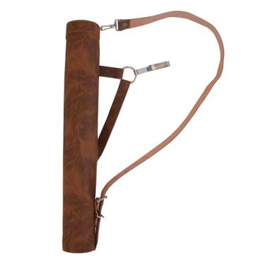 Imagem de Generic Aljava de tiro com arco de 45,7 cm para caça - Aljava de couro nas costas e nas laterais para flechas - aljava para adultos e profissionais com alça ajustável, marrom
