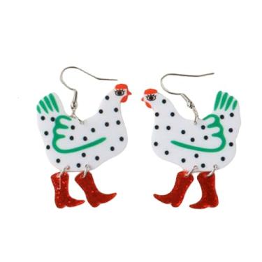 Imagem de Brincos de bota de acrílico colorido, galo, galo, fofo, engraçado, estranho, pingente, brincos leves de anime de desenho animado, joias para mulheres e meninas, Metal, acrílico