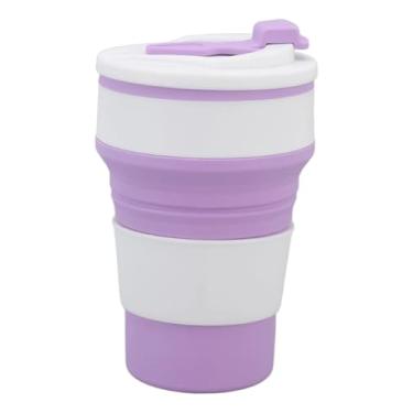 Imagem de Copo Retrátil de Silicone, 550ml, 3 Capacidades Ajustáveis, Branco e Lilás