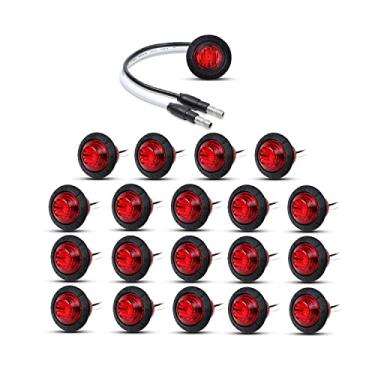 Imagem de Meerkatt (Pacote com 20) Mini marcador lateral redondo de 3/4 polegadas com conector extremidades plugue e ilhós lente PC universal parada traseira caminhão ônibus reboque barco captador 12v DC