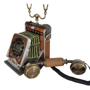 Imagem de Telefone Antigo Retrô De Mesa Em Resina E Metal 26cm X 20cm X 22cm
