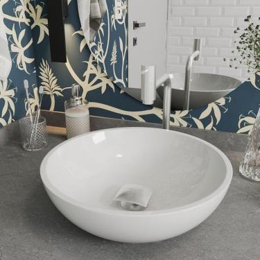 Imagem de Cuba Pia Banheiro Venus Com Torneira Inox E Valvula Click Branco Branco