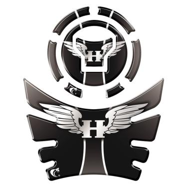 Imagem de Kit Adesivo Protetor Tanque E Bocal Moto Honda Acima 2018 Asa Preto Preto