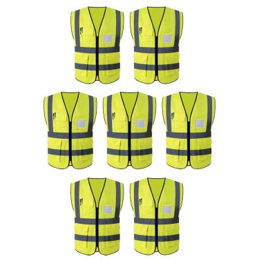 Imagem de Colete Refletivo Sinalizador Epi Kit 7 Unidades Segurança Trabalho Fluorescente Proteçao Obras