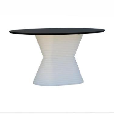 Imagem de Mesa de Jantar Apollo Tampo Oval 160x90cm - Decorise, Branco/Preto