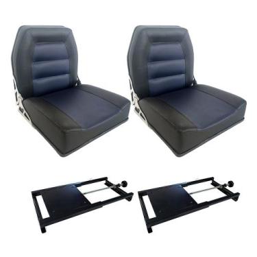 Imagem de Par de cadeiras almofadadas para barco de alumínio ou lancha com supor