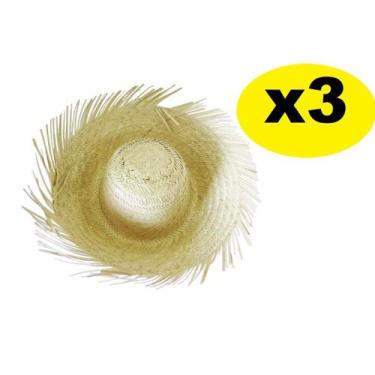 Imagem de 3 Chapéus Desfiado de Palha Festa Junina Caipira Adulto - Lynx produçõ