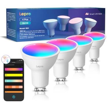 Imagem de Lepro Lâmpada Inteligente Bg1 Ai Gu10 - Lâmpadas Led Rgbcw Reguláveis Com Mudança De Cor, Compatíveis Alexa E Google Assistente, Controle Voz Via Aplicativo (Sem Remoto), Sincronização Música, Wi-Fi