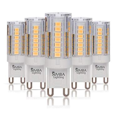 Imagem de Simba Lighting Lâmpada Led G9 (Pacote Com 5) 4W T5 40W De Reposição Halógena Para Pendentes, Luminárias Teto, Abajur Mesa, Arandela, Base Bi-Pin Jcd 120V Não Regulável, Branco Suave 3000K